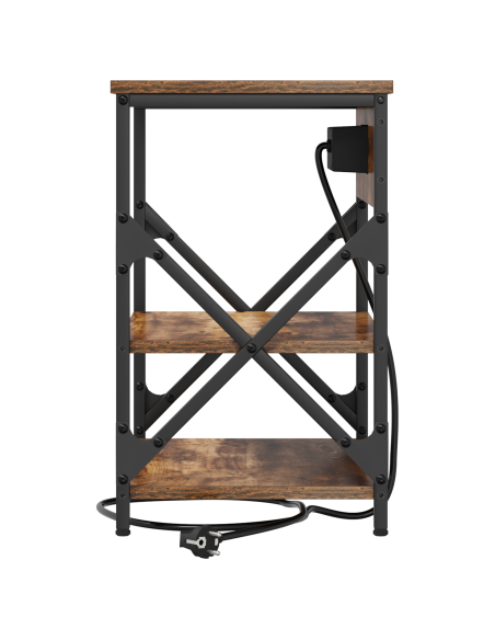 Comò con stazione di ricarica con lo scaffale 2 pcs Rovere fumo