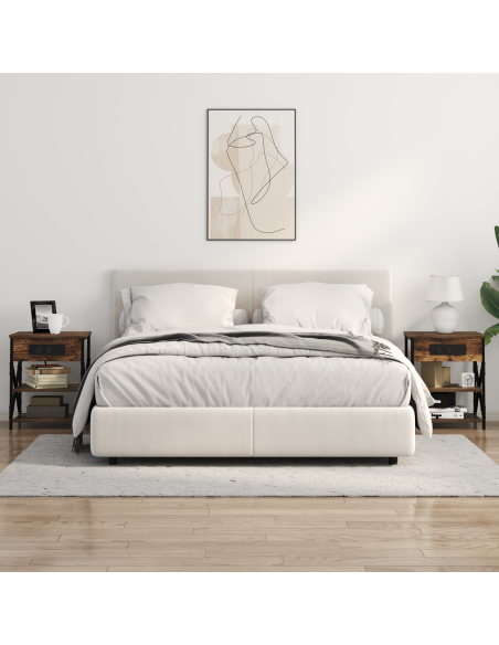 Comò con stazione di ricarica con lo scaffale 2 pcs Rovere fumo