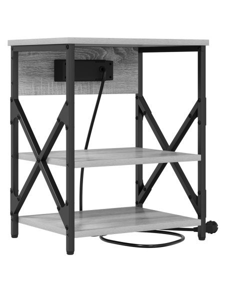 Comò con stazione di ricarica 2 pcs Grigio sonoma