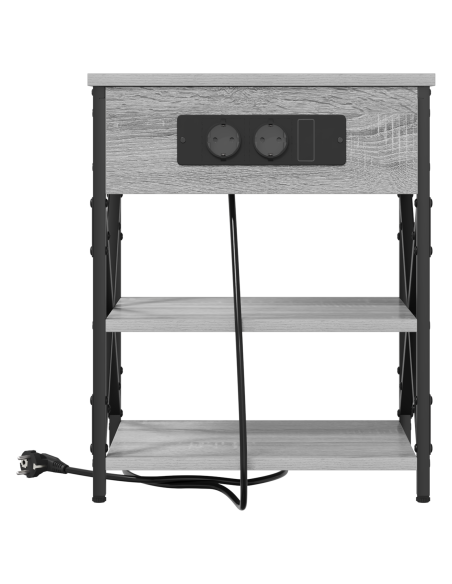 Comò con stazione di ricarica 2 pcs Grigio sonoma