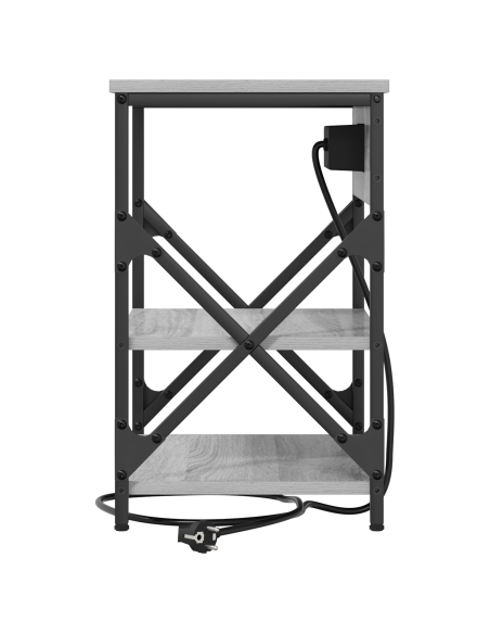 Comò con stazione di ricarica 2 pcs Grigio sonoma