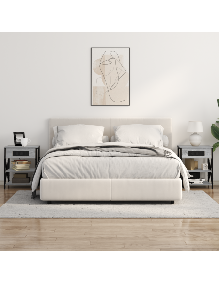 Comò con stazione di ricarica 2 pcs Grigio sonoma