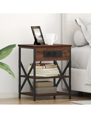 Armadio da Notte con lo scaffale Rovere Marrone 41 x 31 x 51 cm