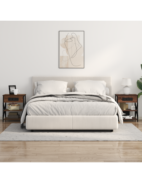 Comò con stazione di ricarica 2 pcs Rovere marrone