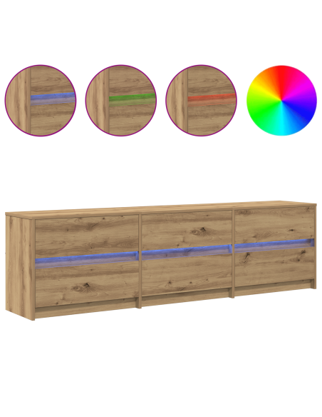 Mobile TV con luci a strisce a LED con cassetto con archiviazione Marrone 181 x 34 x 50 cm