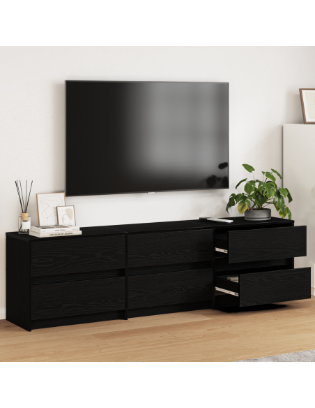 Mobile TV Nero 182 x 34 x 50 cm Legno multistrato