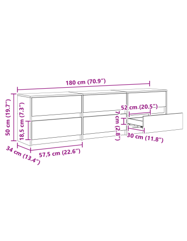 Unità TV 2 pcs Rovere Nero 180 x 34 x 50 cm Legno multistrato
