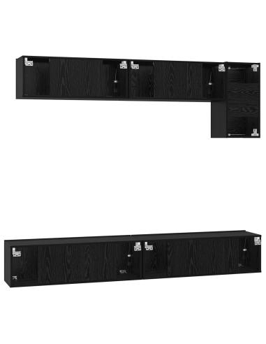 Set mobile TV 5 pcs Rovere Nero Legno multistrato