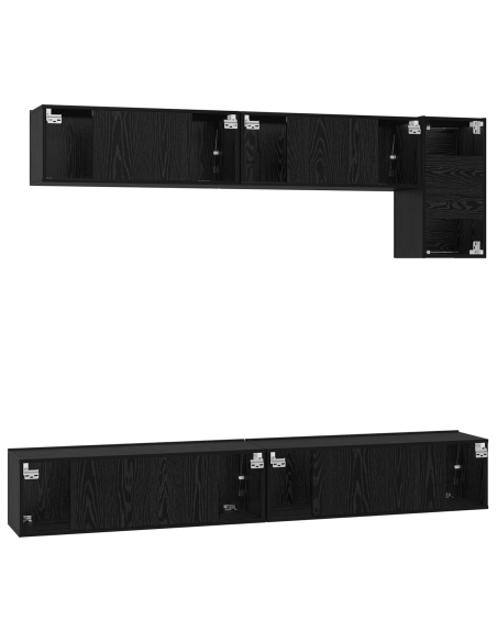 Set mobile TV 5 pcs Rovere Nero Legno multistrato