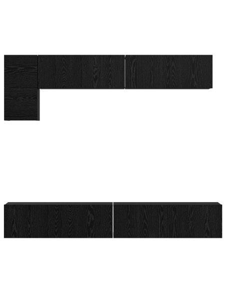 Set mobile TV con lo scaffale con archiviazione con porta 5 pcs Rovere Nero
