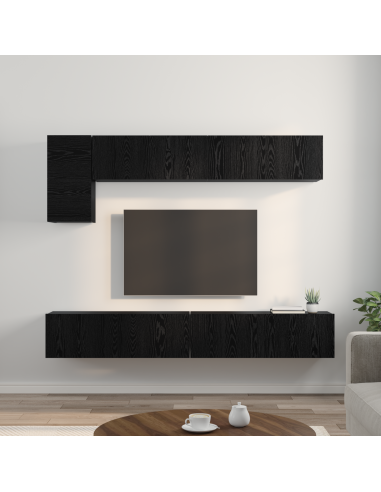 Set mobile TV 5 pcs Rovere Nero Legno multistrato