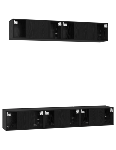 Set mobile TV 5 pcs Rovere Nero Legno multistrato