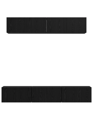 Set mobile TV 5 pcs Rovere Nero Legno multistrato