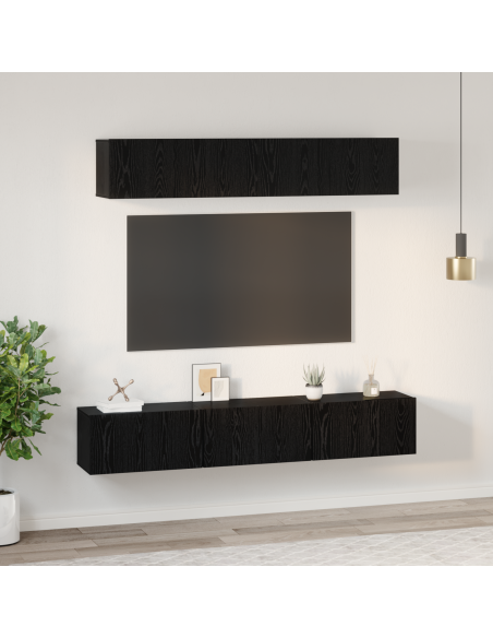 Set mobile TV 5 pcs Rovere Nero Legno multistrato