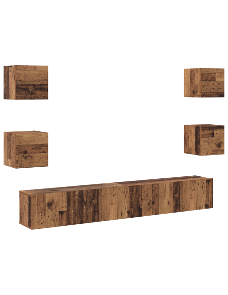 Set mobile TV con archiviazione con porta 6 pcs Marrone 200 x 30 x 30 cm