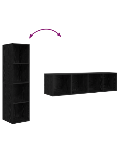 Set mobile TV 2 pcs Nero 37 x 37 x 142,5 cm Legno multistrato