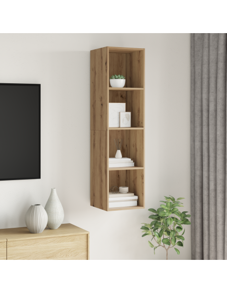 Mobile TV con lo scaffale rovere artigianale 37 x 37 x 142.5 cm