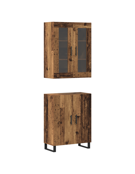 Credenza 2 pcs Legno vecchio Legno multistrato