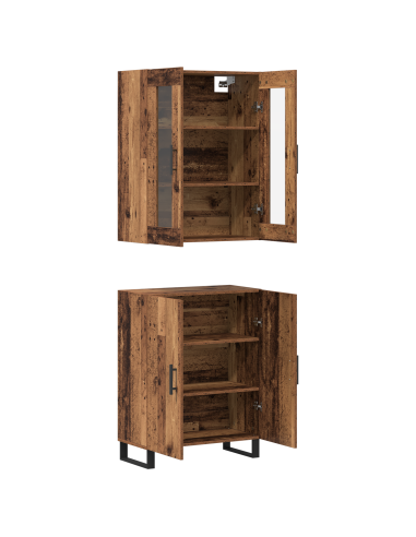 Credenza 2 pcs Legno vecchio Legno multistrato