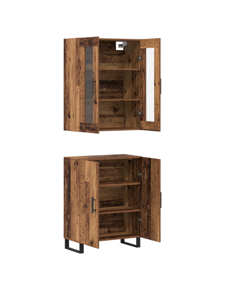 Credenza 2 pcs Legno vecchio Legno multistrato