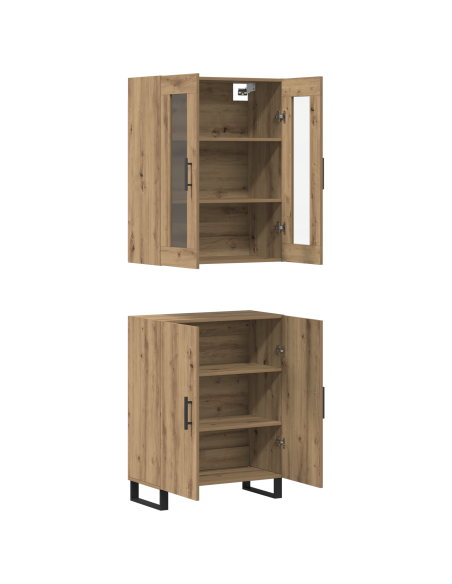 Credenza rovere artigianale Set da due pezzi Legno multistrato