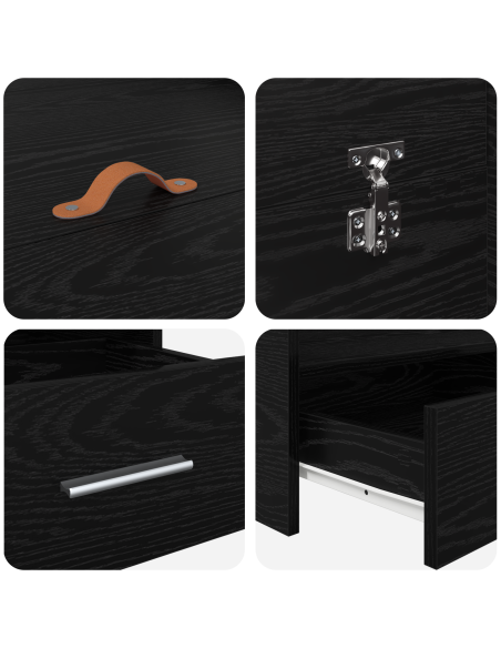 Struttura letto con contenitore Rovere nero 200 x 200 cm