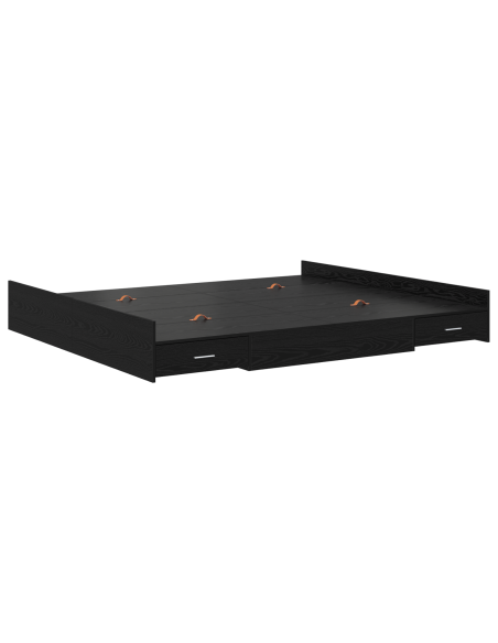 Struttura letto con contenitore Rovere nero 200 x 200 cm