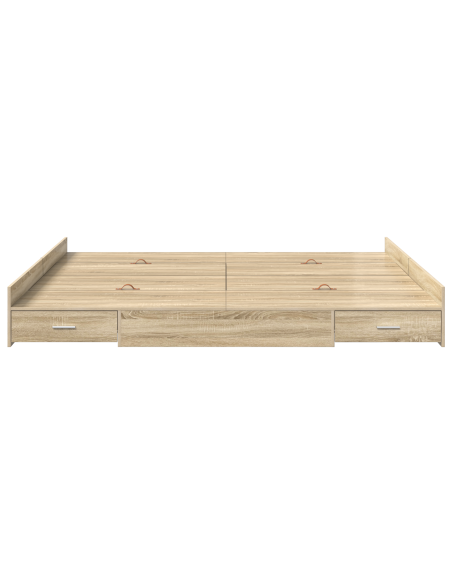 Struttura letto con contenitore rovere sonoma 200 x 200 cm