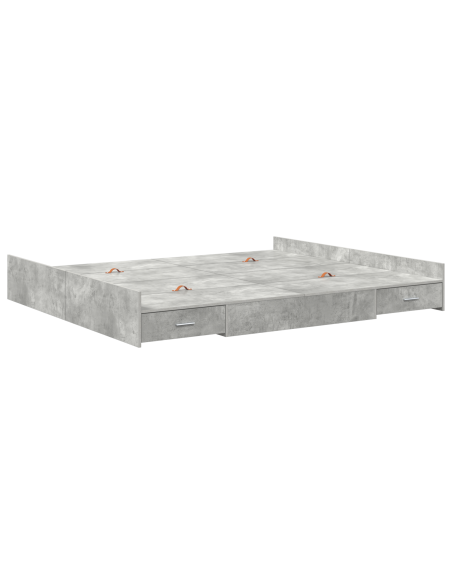 Struttura letto con contenitore Grigio cemento 200 x 200 cm