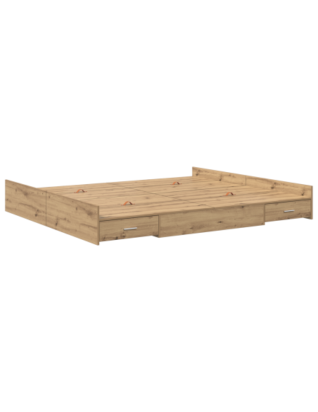 Struttura letto con contenitore rovere artigianale 180 x 200 cm