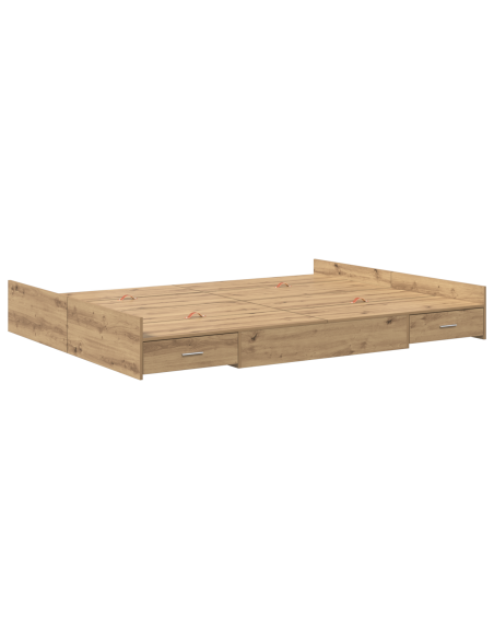 Struttura letto con contenitore rovere artigianale 160 x 200 cm