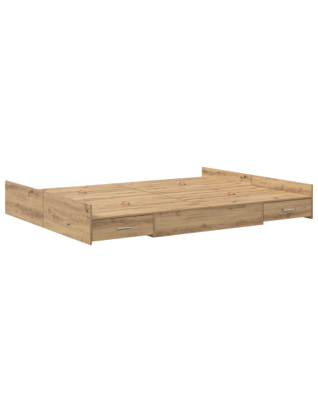 Struttura letto con contenitore rovere artigianale 160 x 200 cm