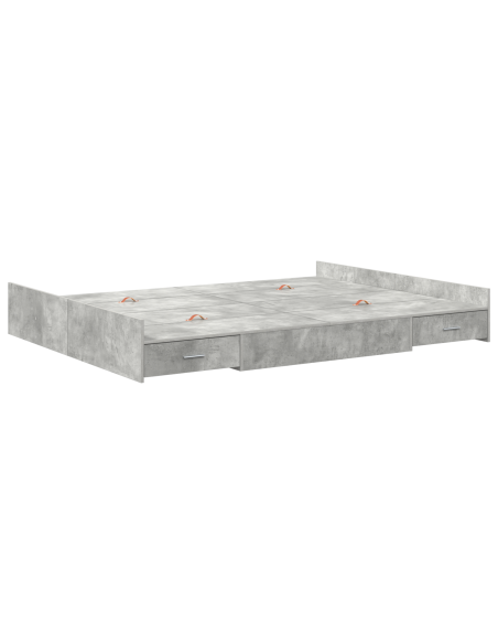 Struttura letto con contenitore Grigio cemento 150 x 200 cm