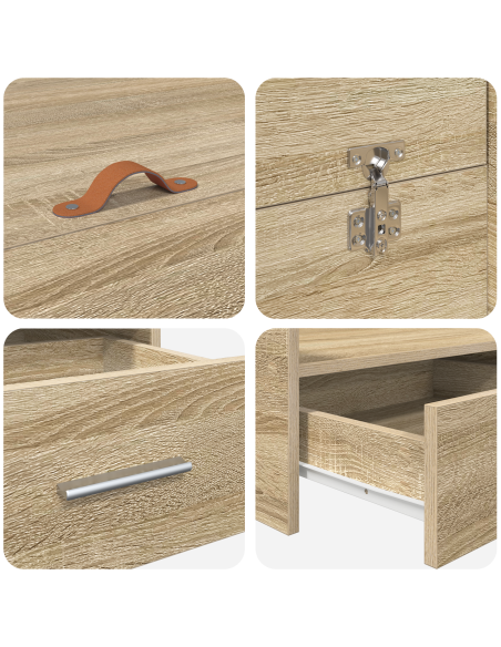 Struttura letto con contenitore rovere sonoma 135 x 190 cm