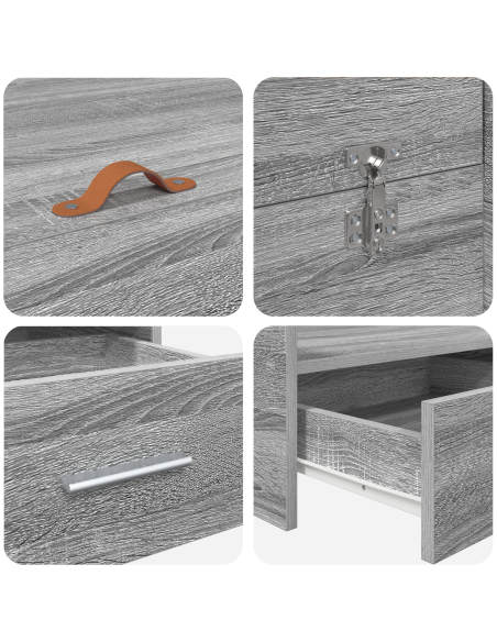 Struttura letto con contenitore Grigio sonoma 135 x 190 cm