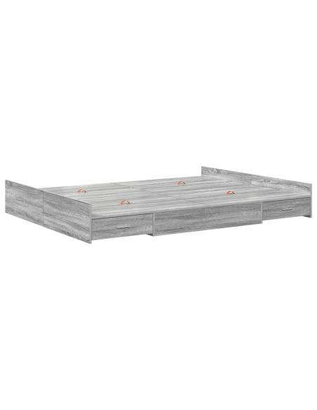 Struttura letto con contenitore Grigio sonoma 135 x 190 cm