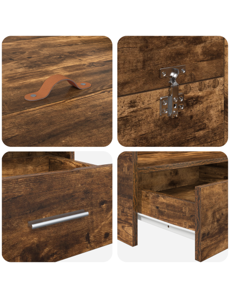 Struttura letto con contenitore Rovere fumo 120 x 190 cm Legno