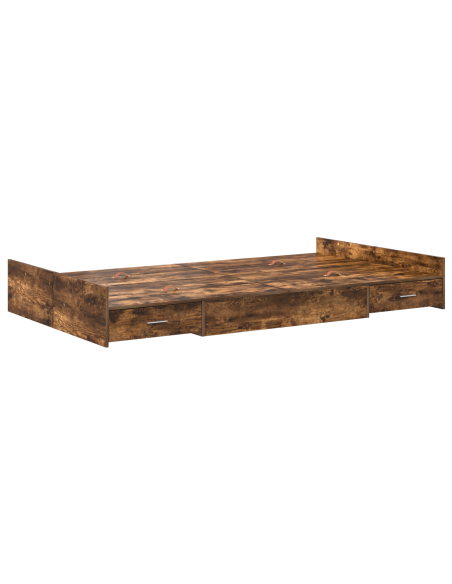 Struttura letto con contenitore Rovere fumo 120 x 190 cm Legno