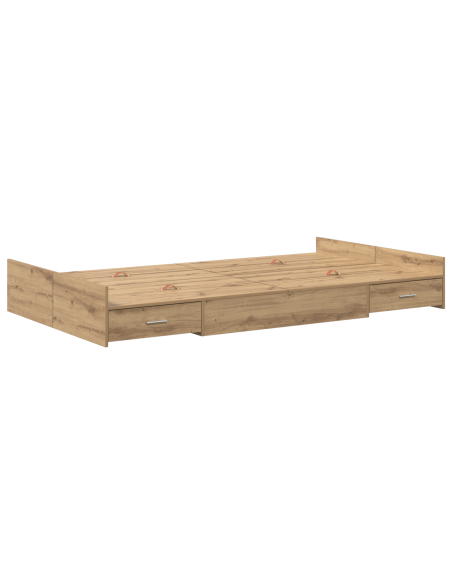 Struttura letto con contenitore rovere artigianale 120 x 190 cm