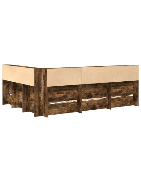Libreria Letto 2 pcs Rovere fumo 140 x 200 cm Legno multistrato