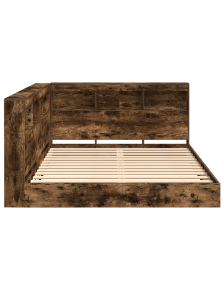 Libreria Letto 2 pcs Rovere fumo 140 x 200 cm Legno multistrato