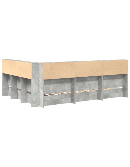 Libreria Letto 2 pcs Grigio cemento 160 x 200 cm Melamina