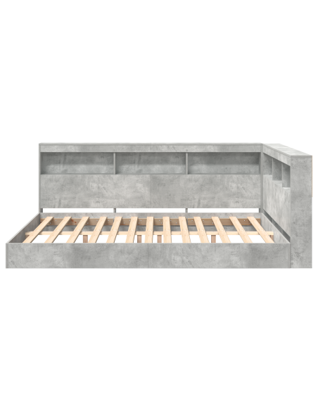 Libreria Letto 2 pcs Grigio cemento 160 x 200 cm Melamina