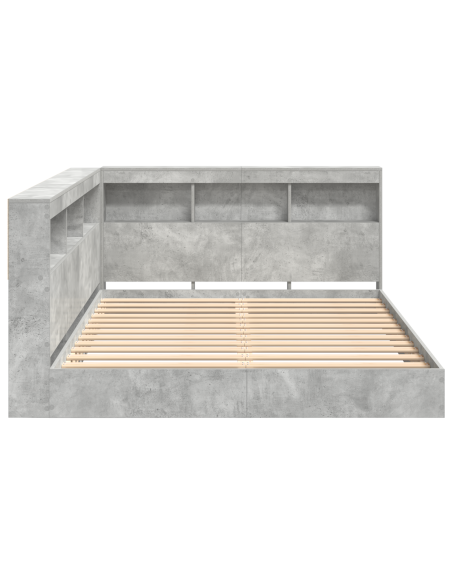 Libreria Letto 2 pcs Grigio cemento 160 x 200 cm Melamina