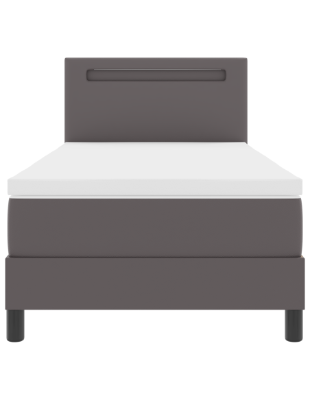 Letto a molle con materasso Grigio 90 x 190 cm Pelle sintetica