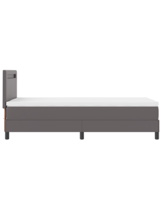 Letto a molle con materasso Grigio 90 x 190 cm Pelle sintetica 2