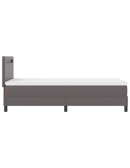 Letto a molle con materasso Grigio 90 x 190 cm Pelle sintetica