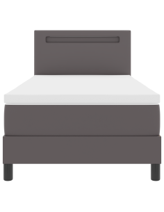 Letto a molle con materasso Grigio 90 x 200 cm Pelle sintetica