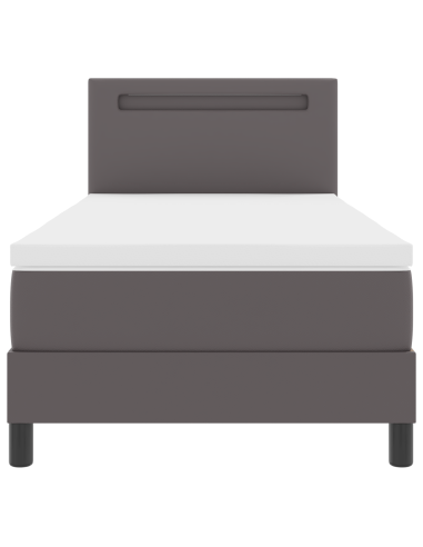 Letto a molle con materasso Grigio 90 x 200 cm Pelle sintetica