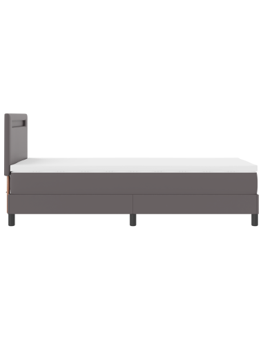 Letto a molle con materasso Grigio 90 x 200 cm Pelle sintetica